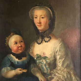Porträt Françoise Després-Verneuil mit Sohn oder Tochter, Johann Wilhelm Hoffnas attr. (um 1764/65)